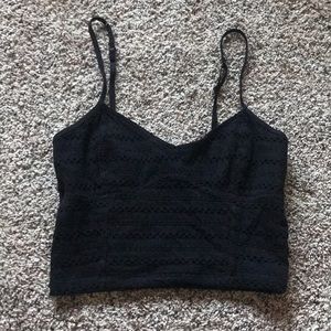 Black eyelet crop top